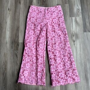 Vintage Lilly Pulitzer 4 Lace Overlay Pink Floral Pants 90s High Waisted